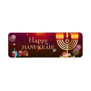 Étiquette Joyeux Hanoukka Holiday Gold Hanoukka Menorah