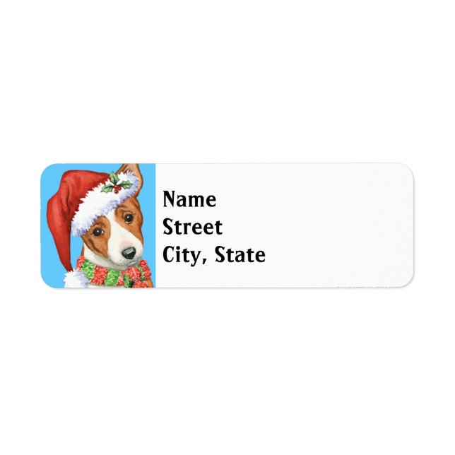 Étiquette Joyeux Howlidays Basenji (Devant)