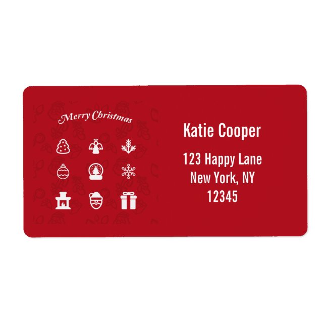 Étiquette Joyeux jeu d'icônes populaires de Noël (Devant)