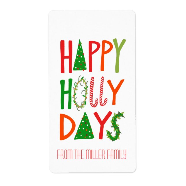 Étiquette JOYEUX JOURS SAINTS Fêtes Noël PERSONNALISÉ (Devant)