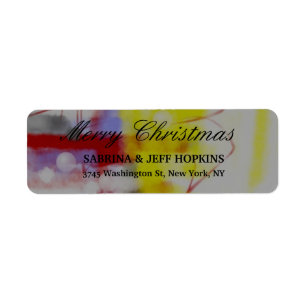 Étiquette Joyeux message de Noël gris jaune rouge Famille