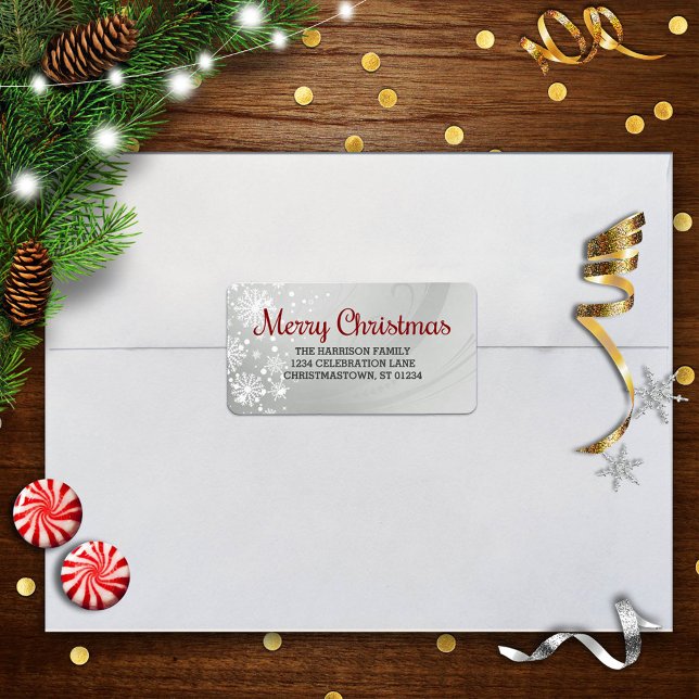 Étiquette Joyeux Noël (argent/rouge) (Créateur téléchargé)