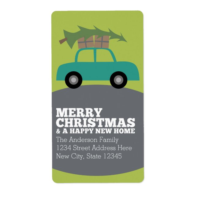Étiquette Joyeux Noël avec nouvelle adresse résidentielle Dé (Devant)