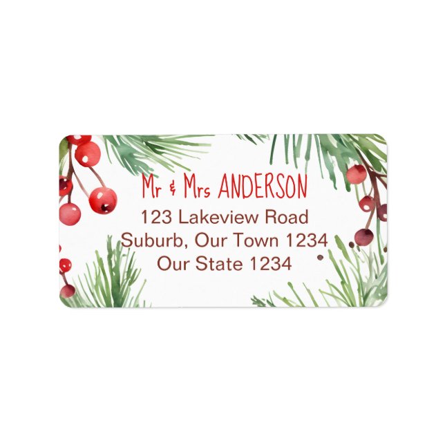 Étiquette Joyeux Noël baies d'hiver pines wath (Devant)