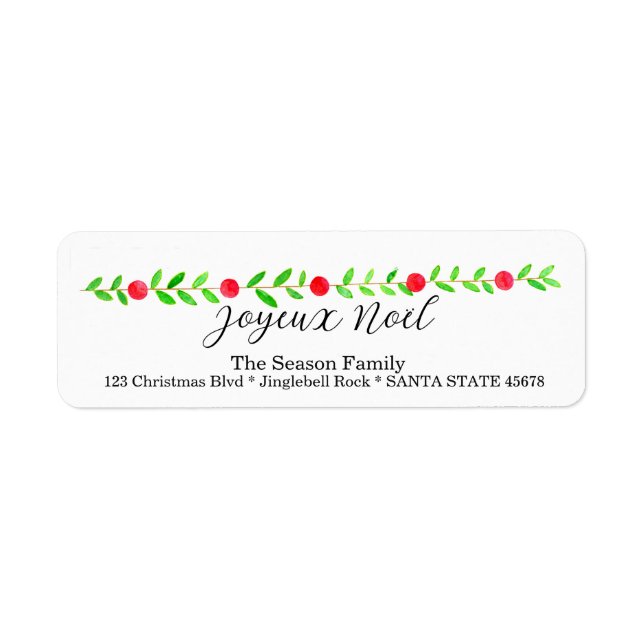 Étiquette Joyeux Noël, bannière de Noël aquarelle (Devant)
