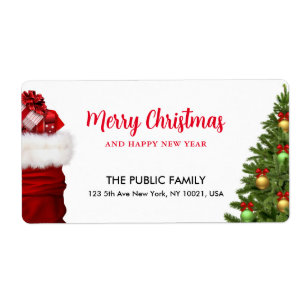 Étiquette Joyeux Noël Bonne année Adresse d'expédition