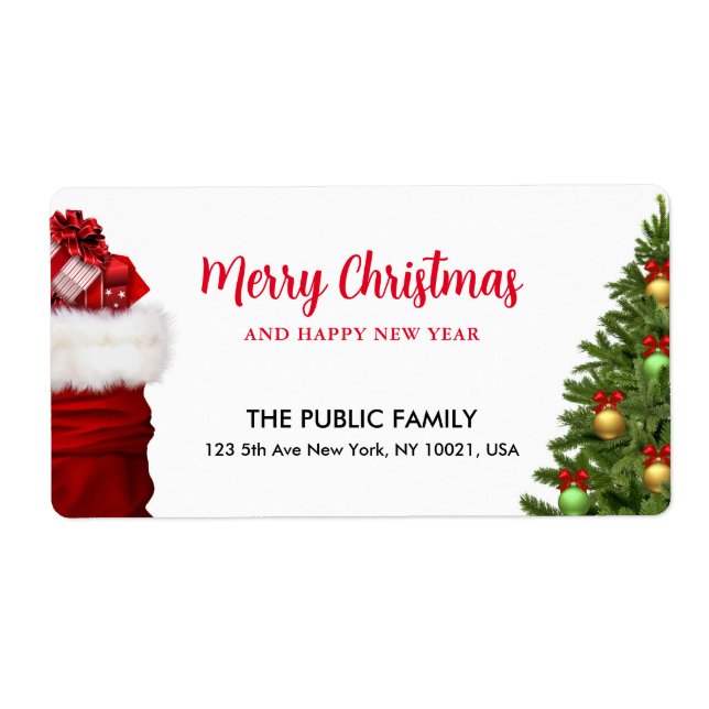 Étiquette Joyeux Noël Bonne année Adresse d'expédition (Devant)