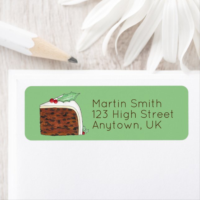 Étiquette Joyeux Noël britannique British Cake Slice Festive (En situation)