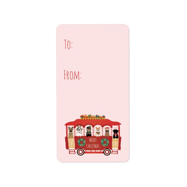 Étiquette Joyeux Noël Chiens de vacances Trolly (Devant)