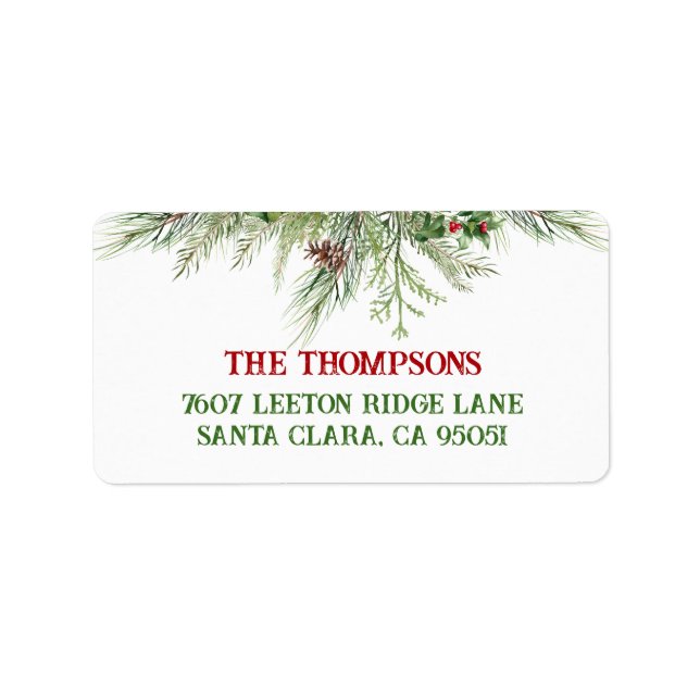 Étiquette Joyeux Noël Classique Adresse de voeux (Devant)