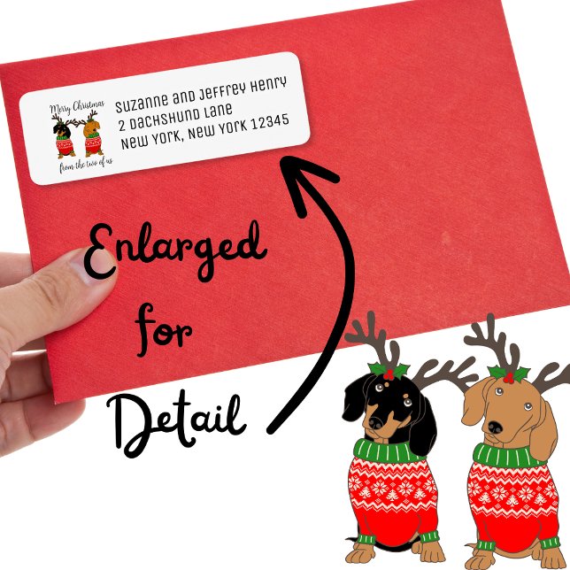 Étiquette Joyeux Noël Deux Jardins Jumelés Fête des Dachshun (Créateur téléchargé)