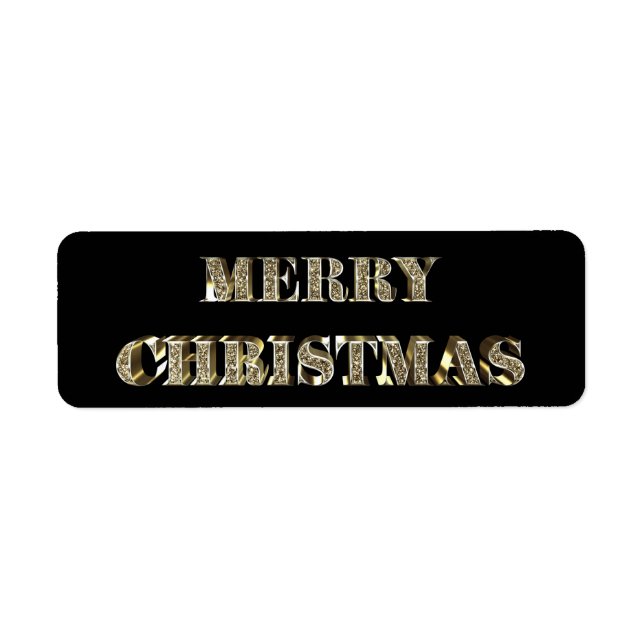 Étiquette Joyeux Noël Élégante Typographie noir et or (Devant)