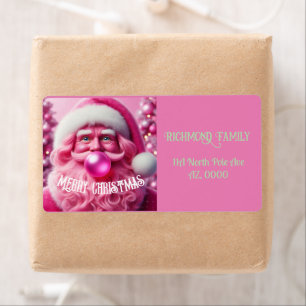 Étiquette Joyeux Noël Gay Retro Pink Bubble Gum Personnali