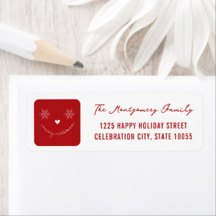 Étiquette Joyeux Noël mignon Smiley Visage Adresse de vacanc