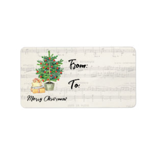 Étiquette Joyeux Noël Musique Papier Hiver Saison de voeux