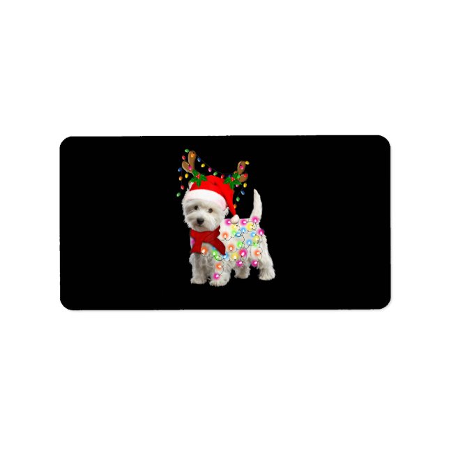 Étiquette Joyeux Noël Noël Noël Westie Chien Reindeer Cospla (Devant)