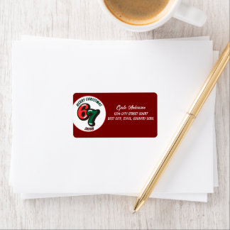 Étiquette Joyeux Noël Nombres Rouges 6 & 7 Nom Personnalisé