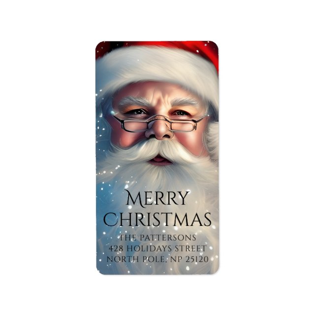 Étiquette Joyeux Noël Père Noël Festive Vacances d'hiver (Devant)