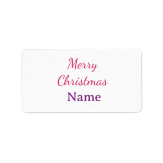 Étiquette joyeux noël rose bleu nom simple vacances pas