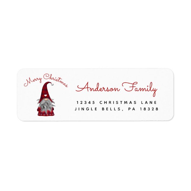 Étiquette Joyeux Noël rustique et mignon Gnome Adresse de l' (Devant)