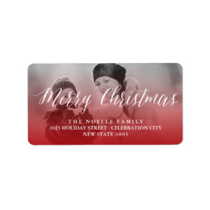 Étiquette Joyeux Noël Simple Blanc Script Retourner Adresse