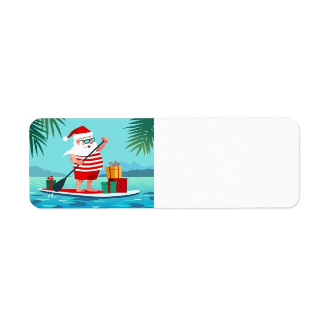 Étiquette Joyeux Noël tropical Père Noël (Devant)
