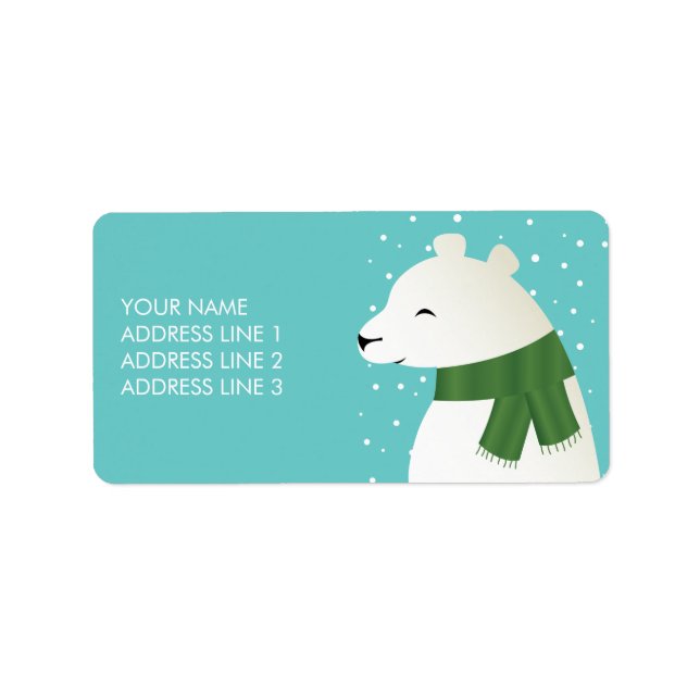 Étiquette Joyeux Ours polaire hivernal (Devant)