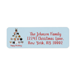 Étiquette Joyeux Pawlidays Chien arbre de Noël