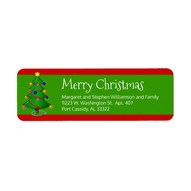 Étiquette Joyeux sapin de Noël Festif Rouge Vert Simple Amus (Devant)