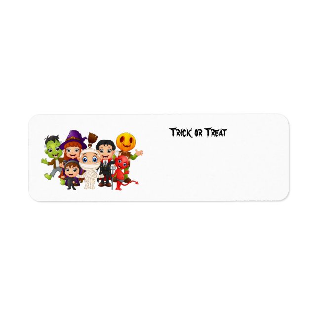 Étiquette Joyeux tour d'Halloween ou traiter les enfants (Devant)