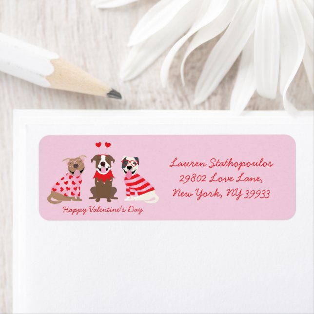 Étiquette Joyeux Valentines Day American Pit Bull Terriers (En situation)