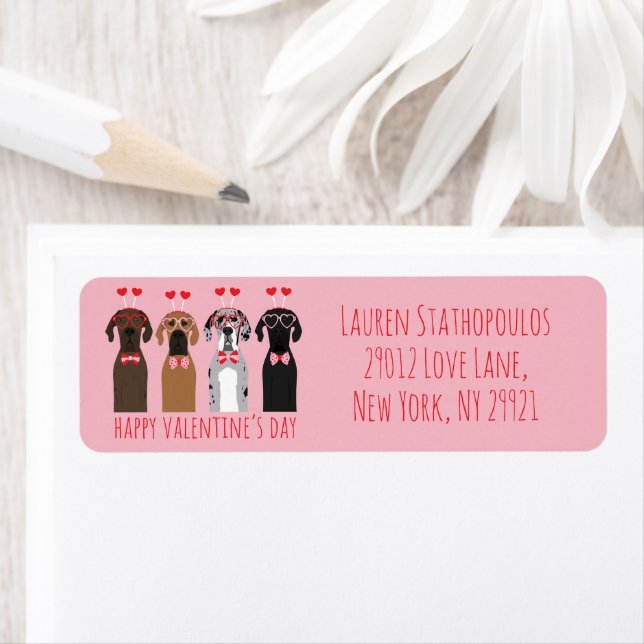 Étiquette Joyeux Valentines Day Chiens de Danse (En situation)