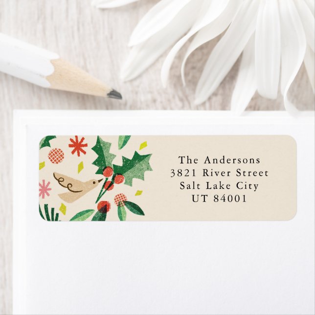 Étiquette Joyeux Woodland Christmas Return Adresse Label (En situation)