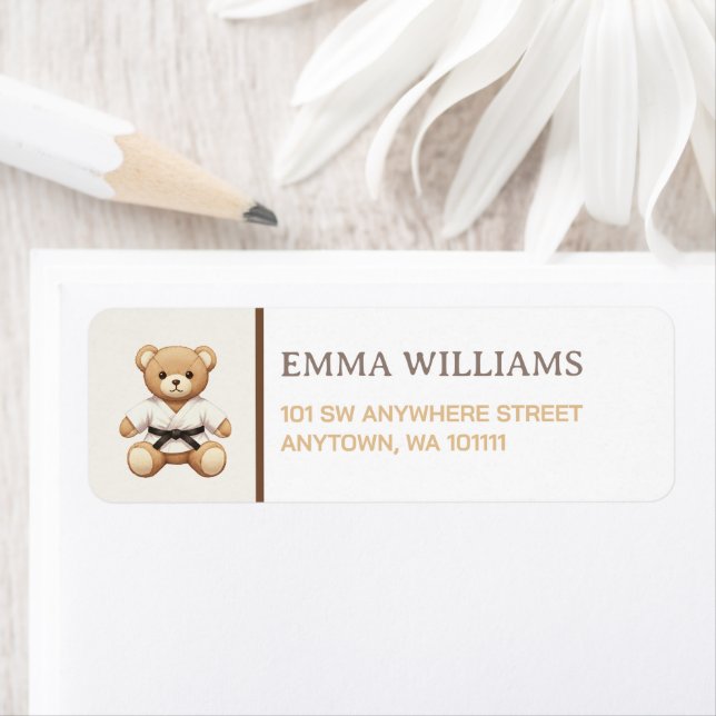 Étiquette Judo Black Belt Bear Baby Shower Collection  (En situation)