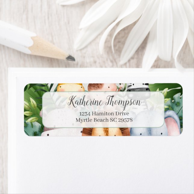 Étiquette Jungle Safari Animaux Adresse : (En situation)