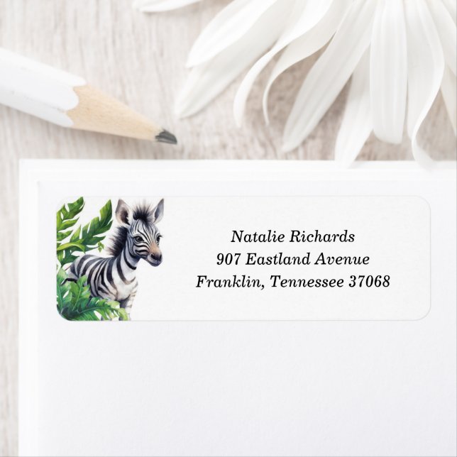 Étiquette Jungle Safari Tropical Animaux Baby shower Adresse (En situation)