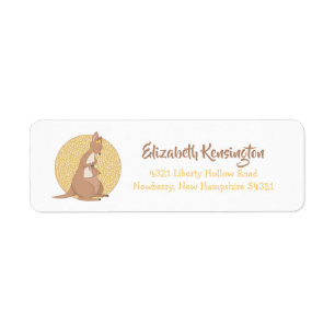 Étiquette Kangaroo Baby shower Neutre Jaune et Brown