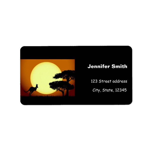 Étiquette Kangourou au coucher du soleil (Devant)