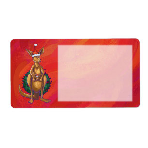 Étiquette Kangourou Noël sur Rouge