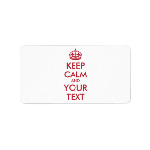 Étiquette KEEP CALM personnalisé et VOTRE TEXTE - rouge