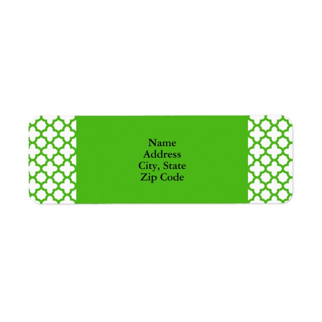 Étiquette Kelly Green Quatrefoil Motif (Devant)