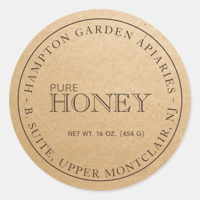 Étiquette Kraft Beekeeper Honey Jar entièrement mo (Devant)