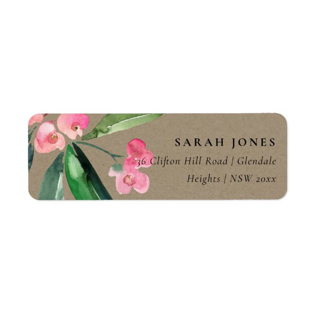 ÉTIQUETTE KRAFT BOHO CHRIST ROSE THORE CACTI ADRESSE DE BLOG (Devant)