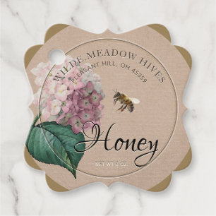 Étiquette Kraft Fleur sauvage Honeybee Honey et Nu