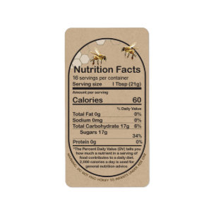 Étiquette Kraft Honey Nutrition Fact Bee Comb Avertissement 