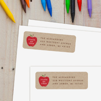 Étiquette Kraft Red Apple Preschool Graduation Address Label