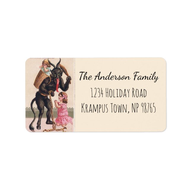 Étiquette Krampus Kidnaps Enfants Vintage Noël (Devant)