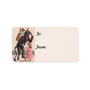 Étiquette Krampus Kidnaps Kids Vintage Christmas Tags cadeau