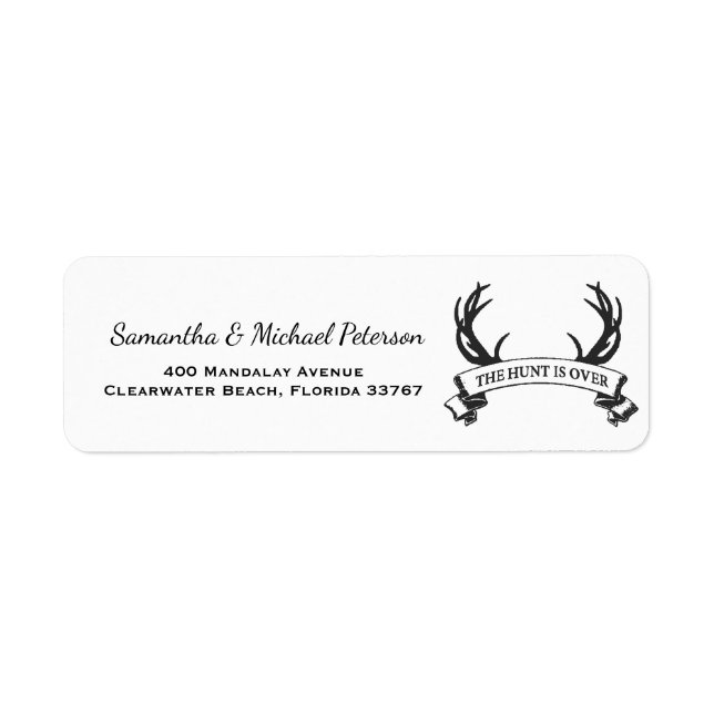 Étiquette "La chasse est terminée" Antler Rustic Mariage Cus (Devant)