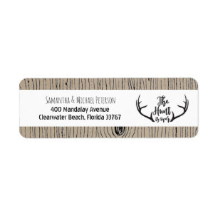 Étiquette "La chasse est terminée" Rustic Antler Barnwood Ma